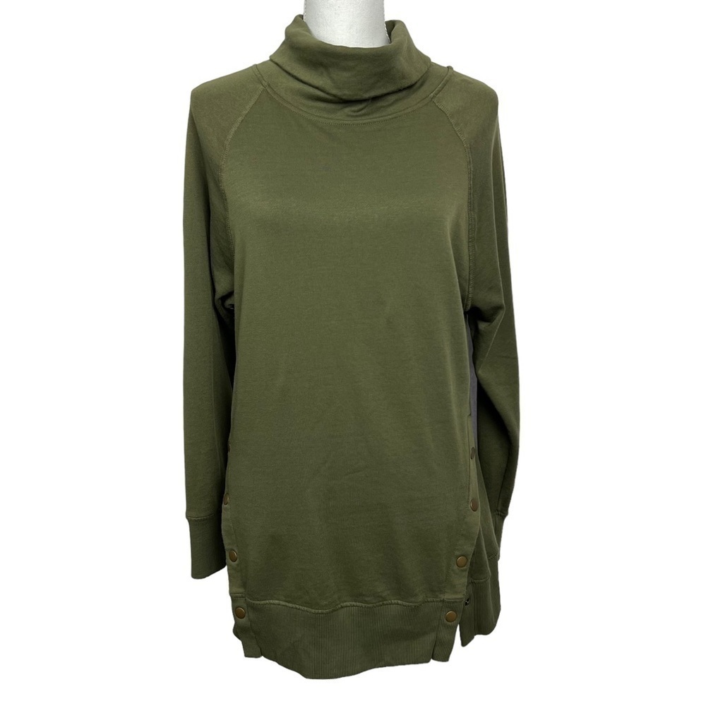 MAURICES Women’s Pullover Turtleneck Top Sz Small “Sweatshirt Like” Army Green